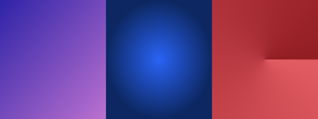 Example linear, radial, and angular gradients