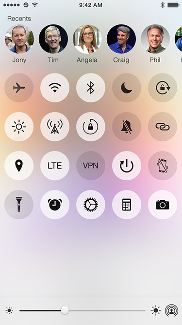 Light toggles screen with contacts