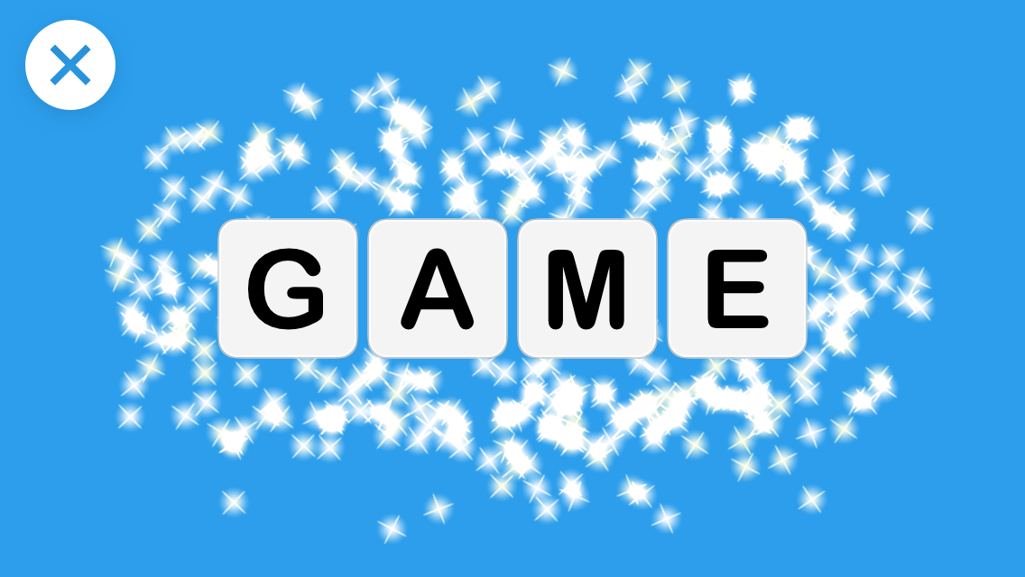 Scrambled victory screen, word 'game'